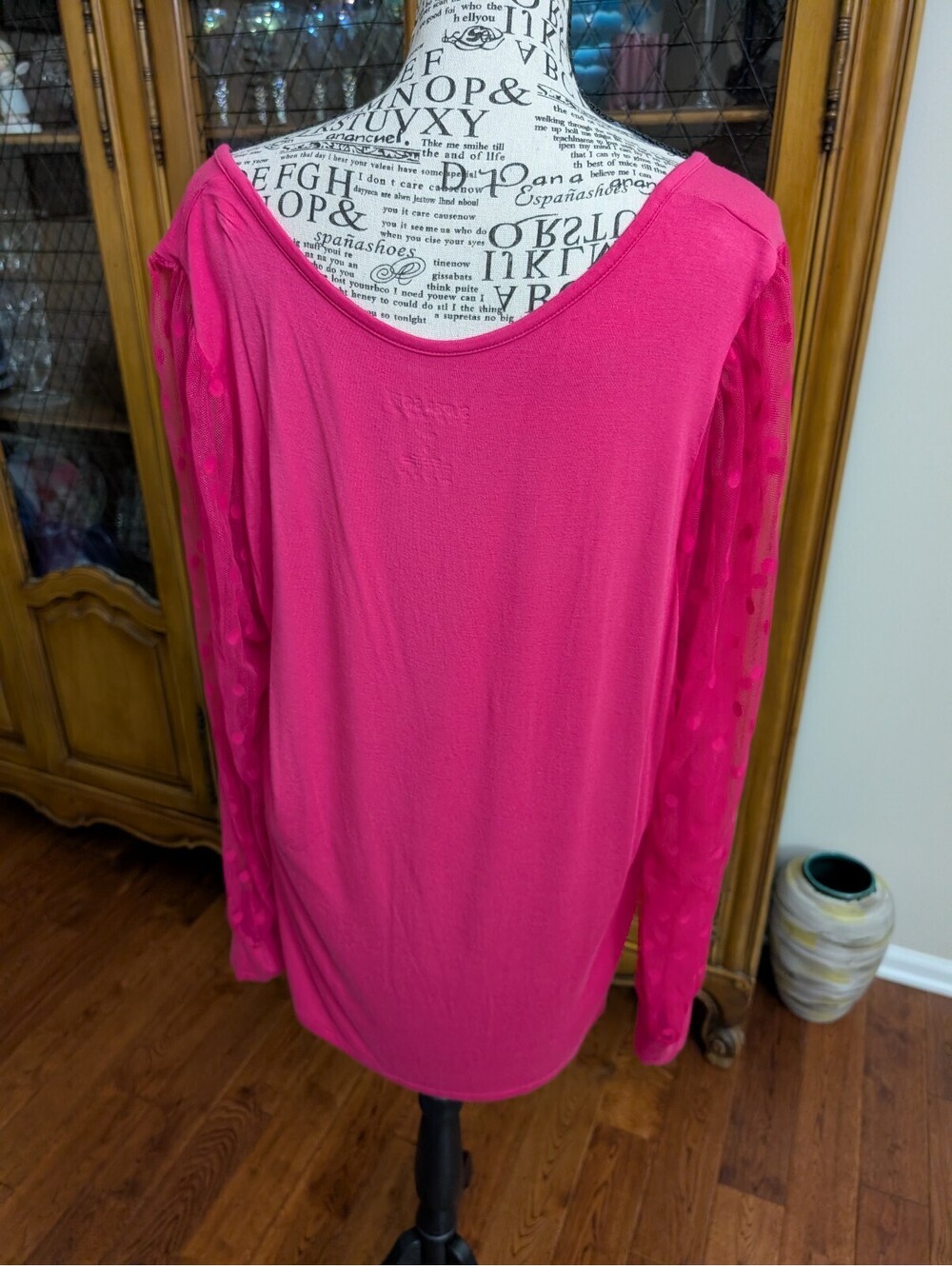 Torrid Super Soft Long Sleeve Sheer Sleeve Hot Pink Knit Top Size 3/3X - Picture 5 of 7